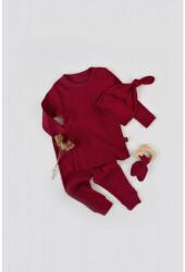 BabyCosy Set 3 piese: bluzita cu maneca lunga, pantaloni lungi si caciulita din bumbac organic si modal - Rosu BabyCosy (Marime: 9-12 luni) (BC-CSYM21502-9)
