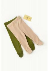 BabyCosy Set 2 pantaloni cu botosei bebe unisex din bumbac organic si modal - Verde/Blush, BabyCosy (Marime: 6-9 luni) (CSYM11604-6)