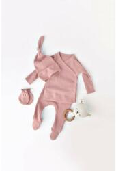 BabyCosy Set 4 piese: bluza, pantaloni, caciulita si manusi din bumbac organic si modal - Rose, BabyCosy (Marime: 3-6 Luni) (BC-CSYM24502-3)