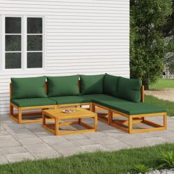 vidaXL Set mobilier de grădină cu perne verzi, 6 piese, lemn masiv (3155330) - vidaxl