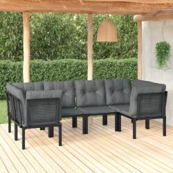 vidaXL Set mobilier de grădină, 6 piese, negru și gri, poliratan (3187768) - vidaxl