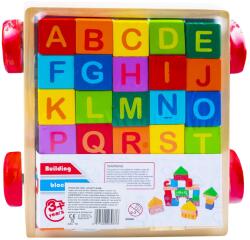 Cuburi constructii copii din lemn, cu literele alfabetului, Multicolor, 30 cuburi (NBN000LM-0208)