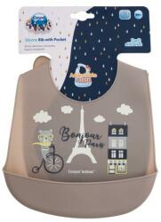Canpol babies Bonjour Paris Silicone Bib With Pocket bavete 1 buc pentru copii Bavata