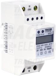 Tracon LCD kijelzésű fogyasztásmérő, közvetlen, 1 fázisú, 2 modul 230VAC / 10(60)A (TVOF12)