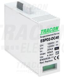 Tracon T2 DC típusú VG túlfeszültséglevezető, betét 1000V Ucpv: 1200V; In_20kA; Imax_40kA; Up_4kV; Var+GTD (ESPD2-DC40-1000VG)