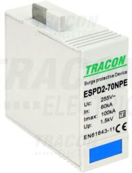 Tracon T2 AC típusú túlfeszültség levezető betét 70 NPE Uc: 275/255V; In_40kA; Imax_70kA; Up_1, 7/1, 5kV (ESPD2-70NPE)