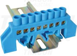 Tracon Szigetelt földelősín (N/PE), kék 230/400VAC, 63A, 6×9mm, 8P, IP20 (NPE-B6-8)