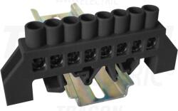 Tracon Szigetelt földelősín (N/PE), fekete 230/400VAC, 100A, 8×12mm, 8P, IP20 (NPE-BK8-8)