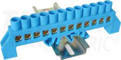 Tracon Szigetelt földelősín (N/PE), kék 230/400VAC, 100A, 8×12mm, 12P, IP20 (NPE-B8-12)