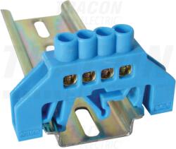 Tracon Szigetelt földelősín (N/PE), kék 230/400VAC, 63A, 6×9mm, 4P, IP20 (NPE-B6-4)