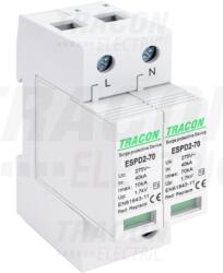 Tracon T2 AC típusú túlfeszültség levezető, cserélhető betéttel Uc: 275V; In_40kA; Imax_70kA; Up_1, 7kV; 2P (ESPD2-70-2P)