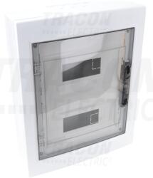 TRACON Falon kívüli elosztódoboz, füstszínű-sík ajtóval, NPE nélkül 2×12 (24) modul, IP40, (H×W×D=415×330×100mm) (EDFKS-12/2)