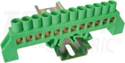 Tracon Szigetelt földelősín (N/PE), zöld 230/400VAC, 100A, 8×12mm, 12P, IP20 (NPE-G8-12)