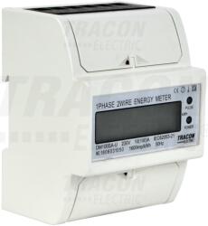 Tracon LCD kijelzésű fogyasztásmérő, közvetlen, 1 fázisú, 4 modul 230VAC / 10(100)A (TVOF14)