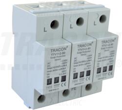 Tracon AC/DC túlfeszültség levezető, 1+2-es típus, egybeépített 230/400 V, 50 Hz, 8 kA (10/350 us) 40/80 kA (8/20 us), 3P (TTV1+2-80-3P) - kontaktor