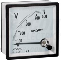 TRACON Analóg váltakozó áramú voltmérő 48×48mm, 250V AC (ACVM48-250) - kontaktor