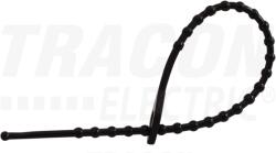 Tracon Gyöngyös nyitható kábelkötegelő, fekete 180×2mm, D=8-45mm, PE (180F-GY)