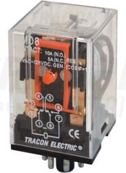 Tracon Ipari relé 12V AC / 2×CO, (3A, 230V AC / 28V DC) (RM08-12AC)