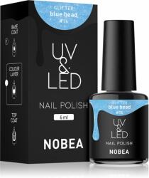 NOBEA UV & LED Nail Polish gél körömlakk UV / LED-es lámpákhoz fényes árnyalat Blue bead #16 6 ml