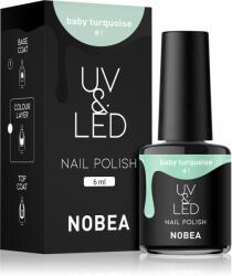 NOBEA UV & LED Nail Polish gél körömlakk UV / LED-es lámpákhoz fényes árnyalat Baby turquoise #1 6 ml