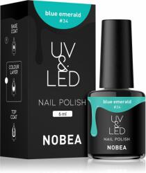 NOBEA UV & LED Nail Polish gél körömlakk UV / LED-es lámpákhoz fényes árnyalat Emerald blue #34 6 ml