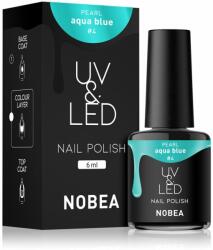NOBEA UV & LED Nail Polish gél körömlakk UV / LED-es lámpákhoz fényes árnyalat Aqua blue #4 6 ml
