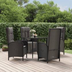 vidaXL Set mobilier de grădină cu perne, 5 piese, negru, poliratan (3185175)