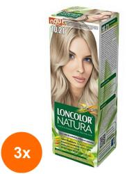 LONCOLOR Set 3 x Vopsea de Par Permanenta Loncolor Natura 10.21 Blond Nordic, 100 ml