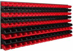 botle Tároló rendszer fali panel 173 x 78 cm és 178 db Dobozok Piros és Fekete műanyag XL