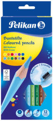 Pelikan Creioane Color Lacuite Cu Radiera, Set 12 Culori, Sectiune Hexagonala Pelikan (700689)