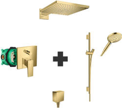 Hansgrohe Set baterie de dus, Hansgrohe, Metropol, cu corp incastrat, bara si furtun, para de dus, palarie de dus, cot racord, auriu lucios (32545990+01800180+28632990+26530990+26238990+26455990)