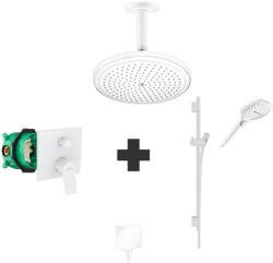 Hansgrohe Set baterie de dus, Hansgrohe, Vivenis, corp incastrat, bara si furtun, para, palarie de dus, cot racord, alb mat (75415700+01800180+28632700+26520700+27393700+26220700+26455700)
