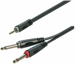 Soundsation SJJJ-15BK - Y-adapter kábel: 3.5mm Jack papa SZTEREO - 2x6.3mm Jack papa MONO / 1.5m
