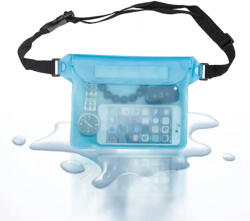 UIQ Borseta sport Waterproof din silicon pentru accesorii, inchidere cu ziplock si velcor, 23 x 26 cm, rezistenta la apa, Albastru