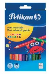 Pelikan Creioane colorate groase triunghiulare Pelikan, 12 buc