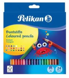 Pelikan Creioane colorate triunghiulare subțiri Pelikan, 24 buc