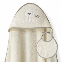 Inter Baby Set cadou bebelusi cu prosop baie si bavetica Inter Baby crem - model ursulet (IB01238-05)