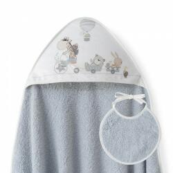 Inter Baby Set cadou bebelusi cu prosop baie si bavetica Inter Baby gri - model animalute (IB01236-31)