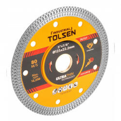 TOLSEN TOOLS Disc diamant pentru taiere continua, 125x22.2x1.4mm, ultra-subtire, pentru taiere umeda si uscata (TLS-76757) Disc de taiere