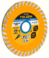TOLSEN TOOLS Disc turbo cu diamant, 115x22.2mm (TLS-76762) Disc de taiere