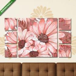 Többrészes Vászonkép, Premium Kollekció: Floral seamless pattern with chrysanthemums. Watercolor flowers (135x80 cm, W01)