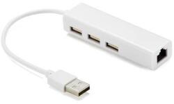 well Cablu adaptor USB 2.0 la RJ45 retea Ethernet 100Mbps +HUB 3x USB 2.0 Well (ADAPT-USB2.0-USB2.0X3/NW-WL) - habo