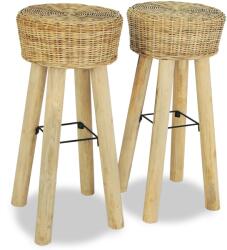 vidaXL Scaune de bar, 2 buc. , ratan natural (244577)