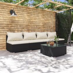 vidaXL Set mobilier de grădină cu perne, 5 piese, negru, poliratan (3101407) - vidaxl