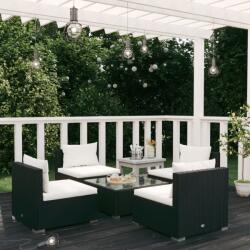 vidaXL Set mobilier de grădină cu perne, 5 piese, negru, poliratan (3101519) - vidaxl