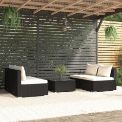 vidaXL Set mobilier de grădină cu perne, 5 piese, negru, poliratan (3101439) - vidaxl