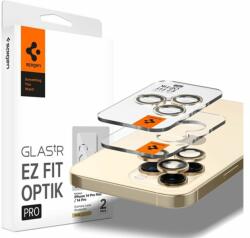 Spigen "tR EZ Fit Optik Pro" Apple iPhone 14 Pro/14 Pro Max Tempered kameravédő fólia felhelyező kerettel, Arany (2db)