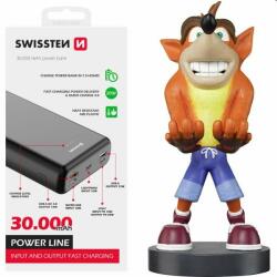 SWISSTEN Power Line Powerbank 30 000 mAh 20W, PD, Fekete + kábel Guy Crash Bandicoot Trilogy (Crash Bandicoot)