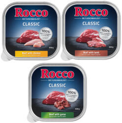 Rocco 27x300g Rocco Classic tálcás nedves kutyatáp- Mix 2: Marha & bárány, csirke, vad