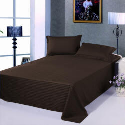 HomePuls Cearsaf de pat 2 persoane Damasc Policoton dunga 1 cm, 220 x 230 cm, Maro